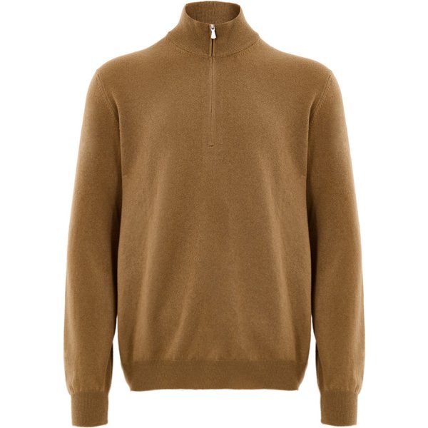Maglione Lupetto Con Mezza Zip In Lana Marrone Gran Sasso-image