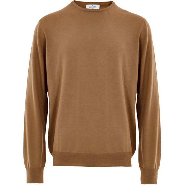 Maglione Girocollo Marrone in Lana Sottile Gran Sasso