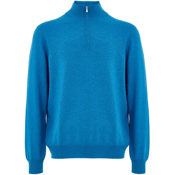 Maglione Lupetto Con Mezza Zip In Lana Azzurro Gran Sasso-image