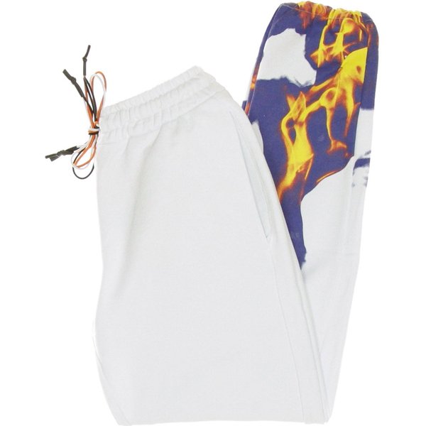Pantalone Tuta Leggero Uomo Multi Flames White