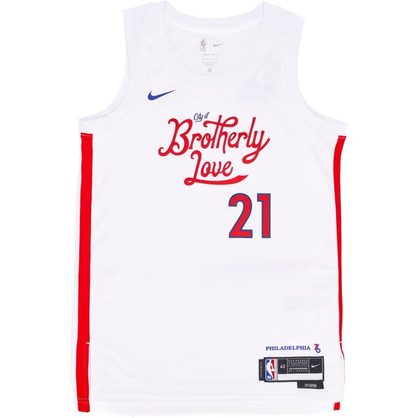 Canotta Basket Uomo Nba City Edition 22 Dri-fit Swingman Jersey No 21 Joel Embiid Phi76e White