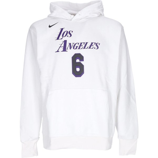 Felpa Cappuccio Uomo Nba City Edition Essential Fleece Hoodie No 6 Lebron James Loslak White