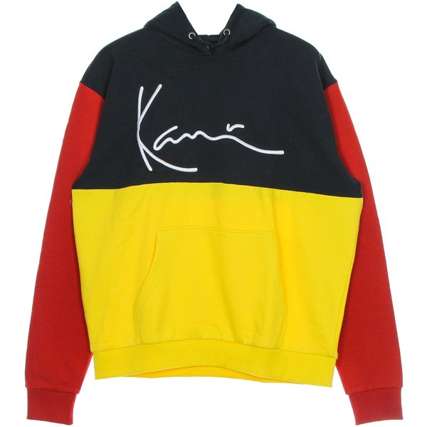 Felpa Cappuccio Uomo Signature Block Teddy Hoodie Yellow/Navy/Red-image