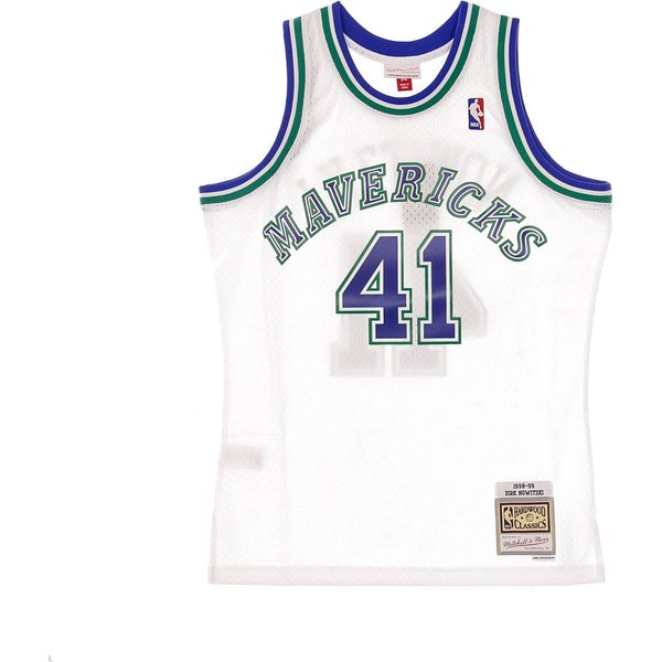 Canotta Basket Uomo Nba Swingman Jersey Hardwood Classics No 41 Dirk Nowitzki 1998-99 Dalmav Home Original Team Colors-image