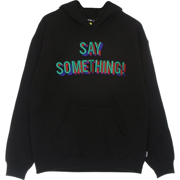 Felpa Cappuccio Uomo Say Something Hoodie Black