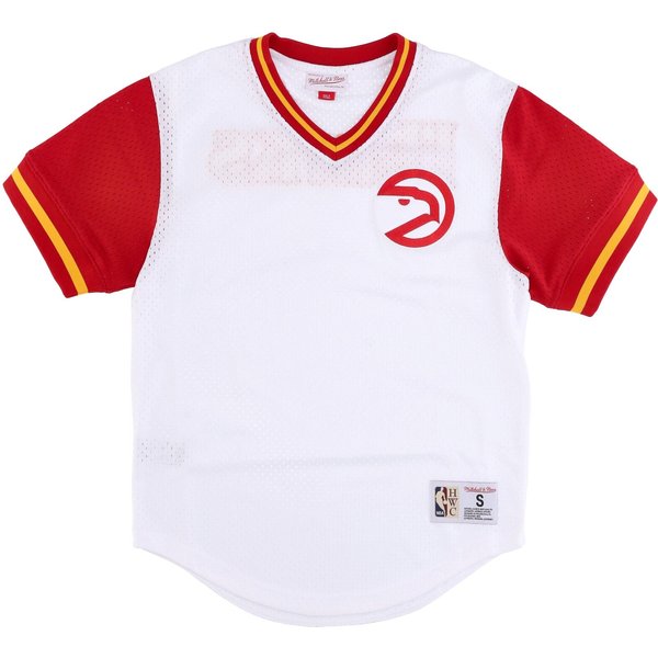 Casacca Uomo Nba Fashion Mesh V-Neck Hardwood Classics Atlhaw White/Original Team Colors-image