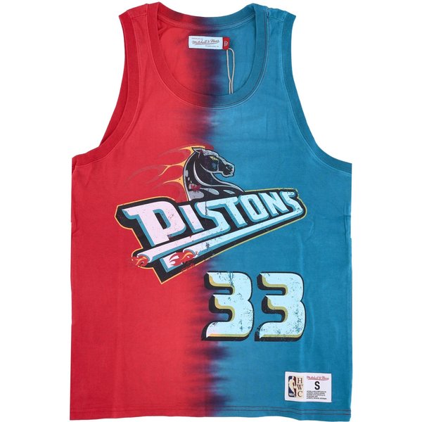 Canotta Uomo Nba Vertical Tie Dye Tank Hardwood Classics No 33 Grant Hill Detpis Original Team Colors-image
