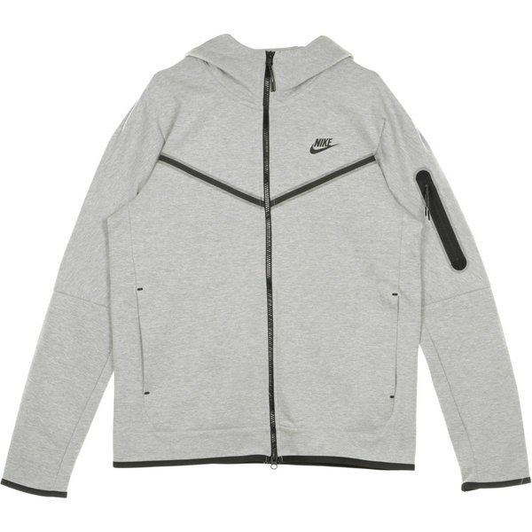 Felpa Leggera Cappuccio Zip Uomo Sportswear Tech Fleece Hoodie Dk Grey Heather/Black-image