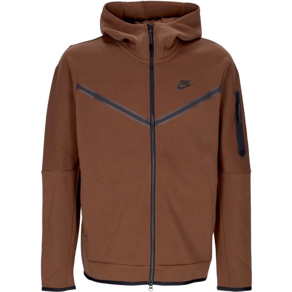 Felpa Leggera Cappuccio Zip Uomo Sportswear Tech Fleece Hoodie Cacao Wow/Black-image