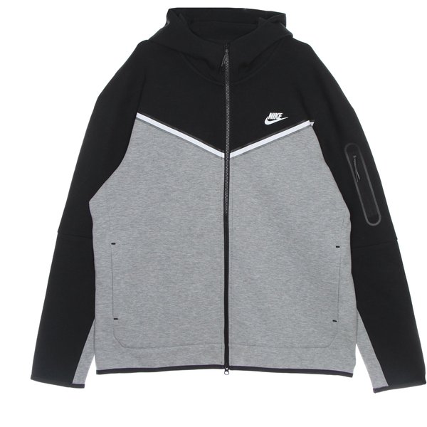Felpa Leggera Cappuccio Zip Uomo Sportswear Tech Fleece Hoodie Black/Dk Grey Heather/White-image