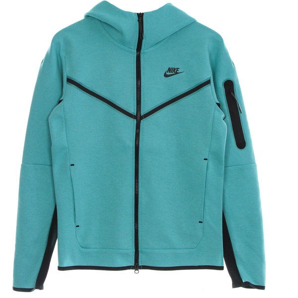 Felpa Leggera Cappuccio Zip Uomo Sportswear Tech Fleece Hoodie Washed Teal/black/black