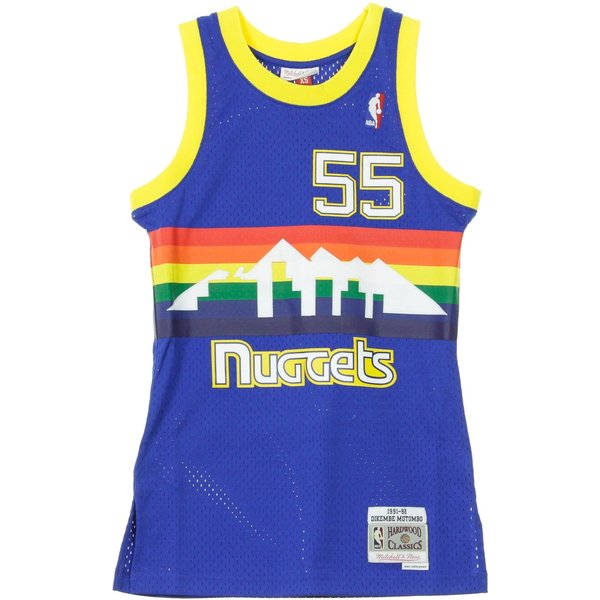 Canotta Basket Uomo Nba Swingman Jersey Hardwood Classics No 55 Dikembe Mutombo 1991-92 Dennug Road Original Team Colors-image