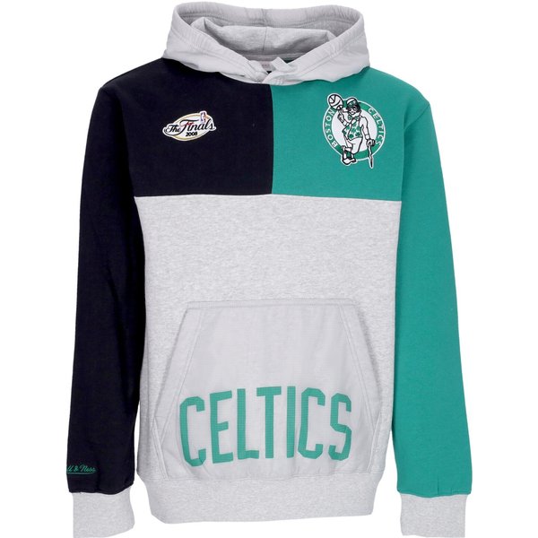 Felpa Cappuccio Uomo Nba Tie Breaker Fleece Hoodie Hardwood Classics Boscel Grey Heather/Green-image