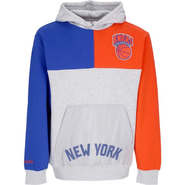 Felpa Cappuccio Uomo Nba Tie Breaker Fleece Hoodie Hardwood Classics Neykni Grey Heather/Royal-image