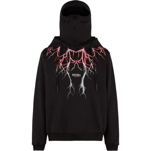 Felpa Leggera Cappuccio Uomo Lightning Balaclava Hoodie Black/Red/Grey-image