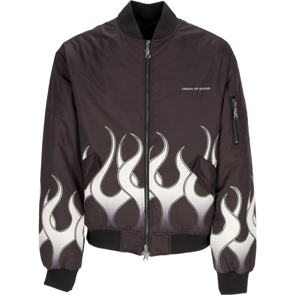 Giubbotto Bomber Uomo Flames Bomber Black/White-image