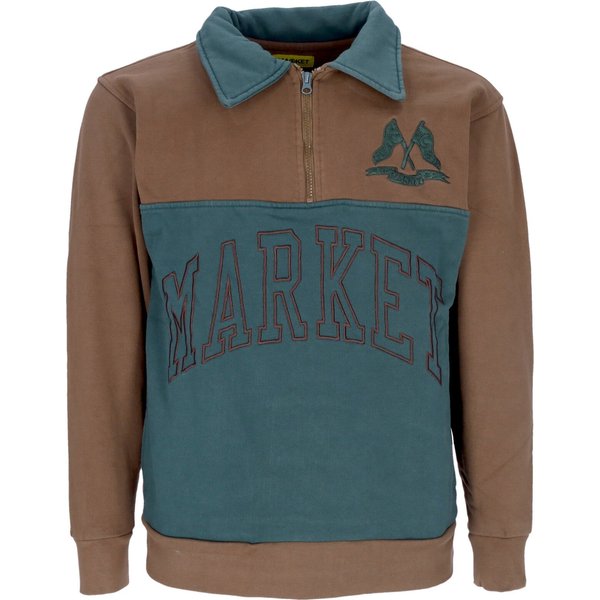 Polo Manica Lunga Uomo Half Zip Rugby Sweatshirt Milk Chocolate