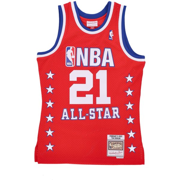 Canotta Basket Uomo Nba Swingman Jersey No 21 Tim Duncan Team West Red-image