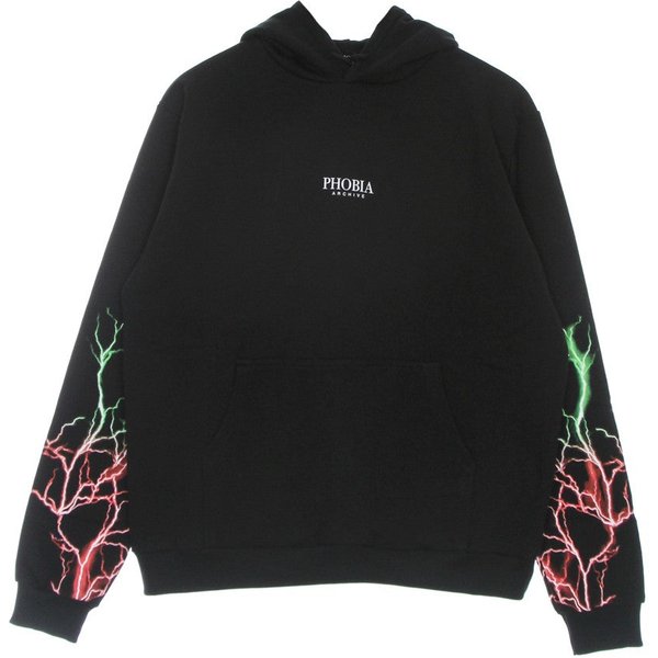 Felpa Leggera Cappuccio Uomo Lightning Hoodie Black/Red/Green-image