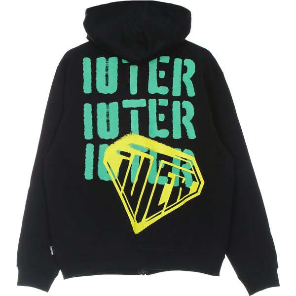 Felpa Leggera Cappuccio Zip Uomo Stencil Zip Hoodie Black-image