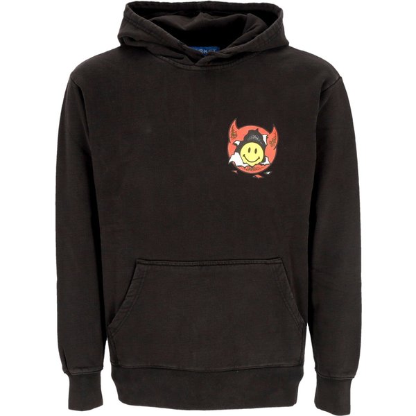 Felpa Cappuccio Uomo Smiley Inner Peace Pullover Hoodie Washed Black-image