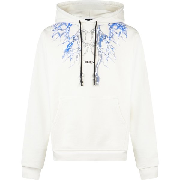 Felpa Leggera Cappuccio Uomo Lightning Hoodie White/Blue/Grey-image