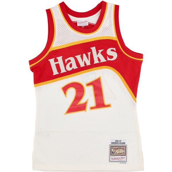 Canotta Basket Uomo Nba Off White Team Color Swingman Jersey Hardwood Classics 1986 No 21 Dominique Wilkins Atlhaw Off White-image