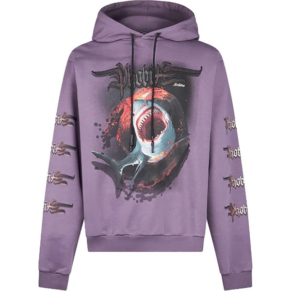 Felpa Leggera Cappuccio Uomo Shark Pprint Hoodie Purple-image