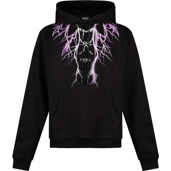 Felpa Leggera Cappuccio Uomo Lightning Hoodie Black/Purple/Grey-image