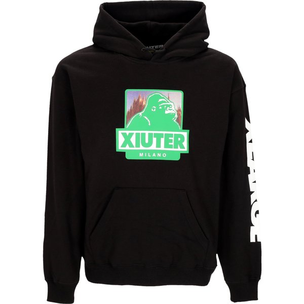 Felpa Leggera Cappuccio Uomo Xiuter Logo Hoodie Black-image