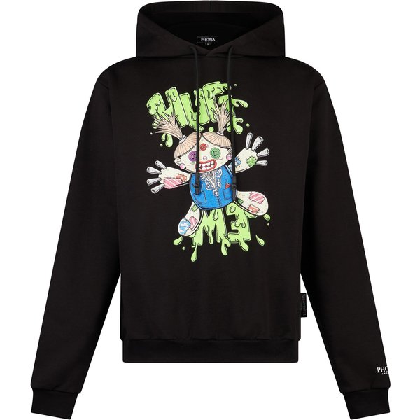 Felpa Leggera Cappuccio Uomo Tdc Hug Print Hoodie X Testa Di Chezzo Black