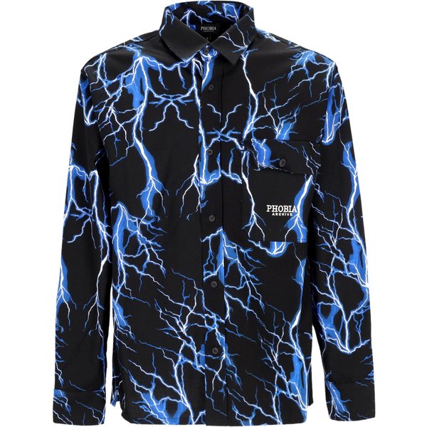 Camicia Manica Lunga Uomo All Over Lightning Shirt Black/blue