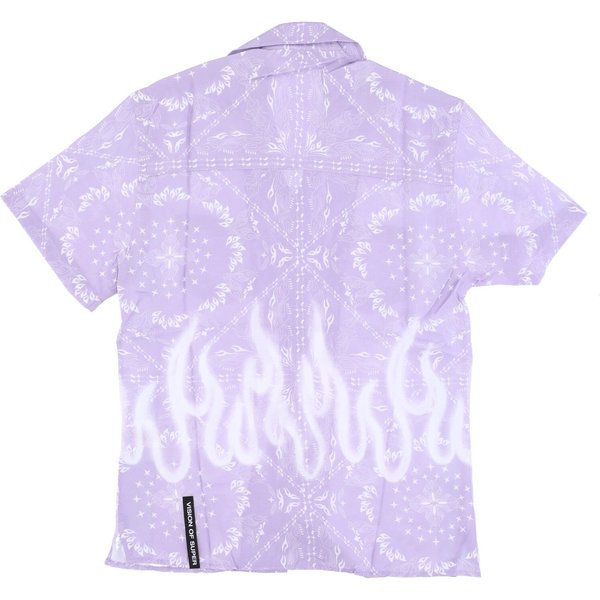 Camicia Manica Corta Uomo Spray Flames Bandana Shirt Lilac-image