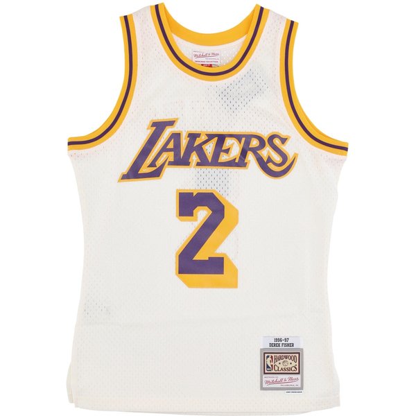 Canotta Basket Uomo Nba Off White Team Color Swingman Jersey Hardwood Classics 1996 No 2 Derek Fisher Loslak Off White-image