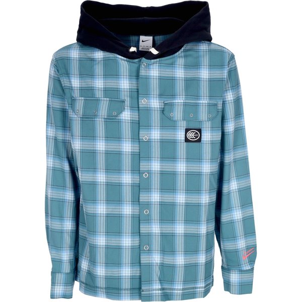 Camicia Manica Lunga Cappuccio Uomo Nba Kevin Durant Flannel Hoodie Mineral Teal/Black/Pale Ivory/Hot Punch-image