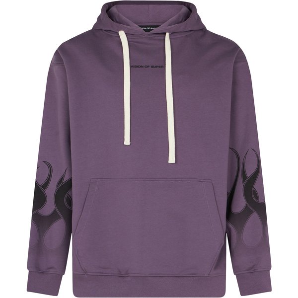 Felpa Leggera Cappuccio Uomo Flames Hoodie Purple/Black-image