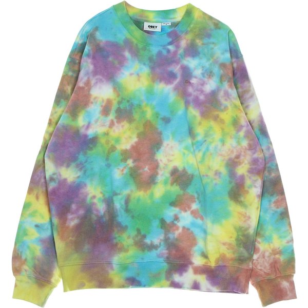 Felpa Leggera Girocollo Uomo Mini Bold Recycled Tie Dye Crew Specialty Fleece A.i. Aqua Multi