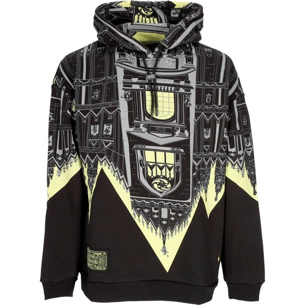 Felpa Cappuccio Uomo Bench Duomo Over Hoodie Black/Lime-image
