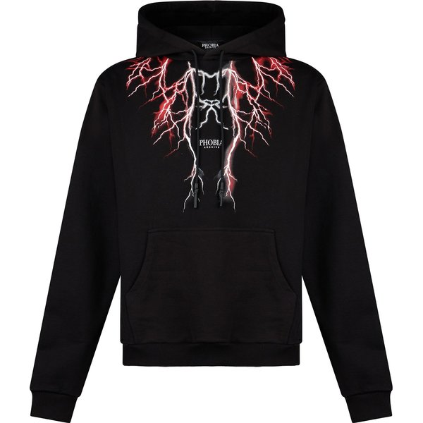 Felpa Leggera Cappuccio Uomo Lightning Hoodie Black/Red/Grey-image