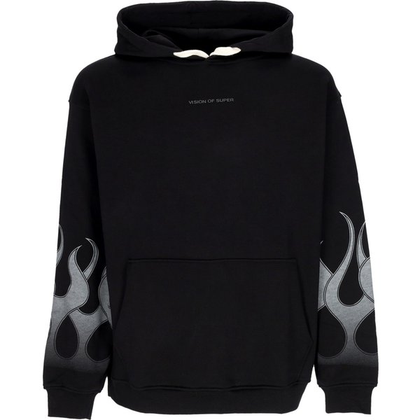 Felpa Leggera Cappuccio Uomo Flames Hoodie Black/Grey-image