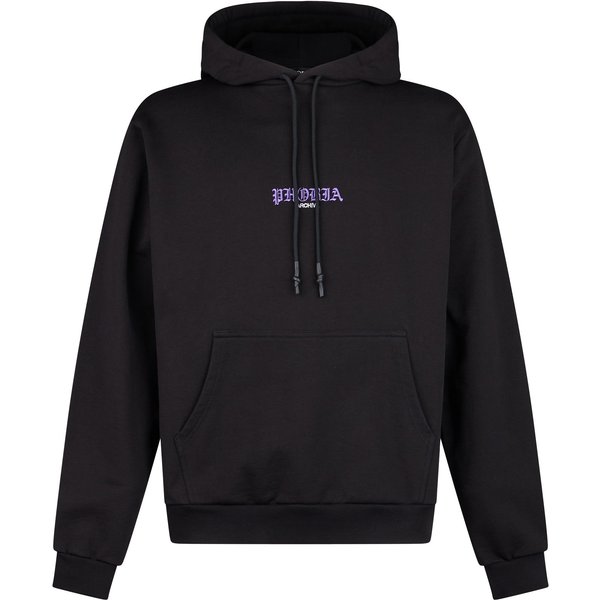Felpa Leggera Cappuccio Uomo Skull Print Hoodie Black-image