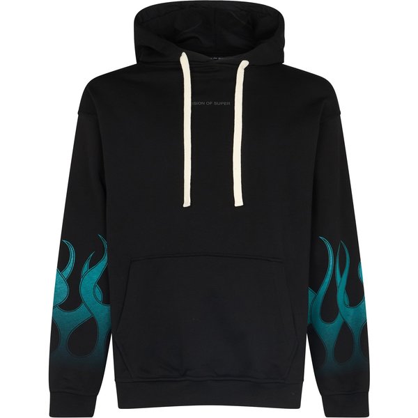 Felpa Leggera Cappuccio Uomo Racing Flames Hoodie Black