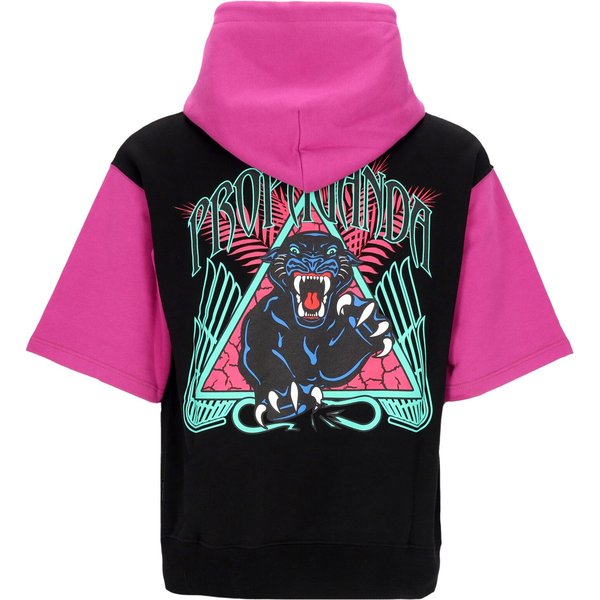 Felpa Leggera Cappuccio Manica Corta Uomo Triangle Panther Short Hoodie Black