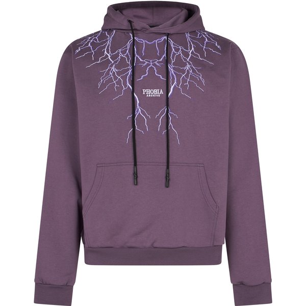 Felpa Leggera Cappuccio Uomo Embroidery Lightning Hoodie Purple-image