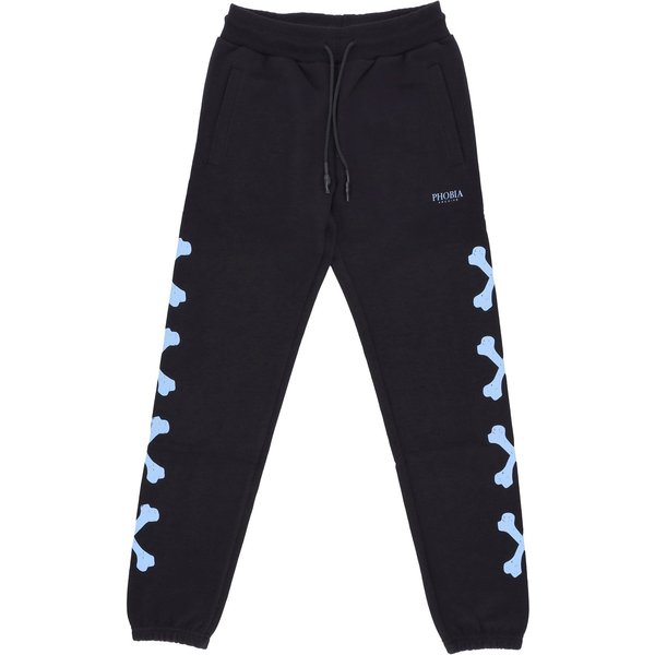 Pantalone Tuta Leggero Uomo Cross Bones Pants Black/Light Blue-image