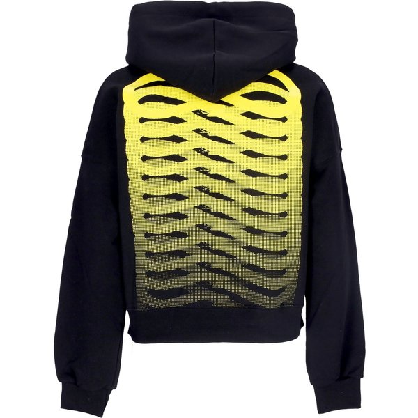 Felpa Cappuccio Corta Donna Ribs Crop Hoodie Black/Yellow-image