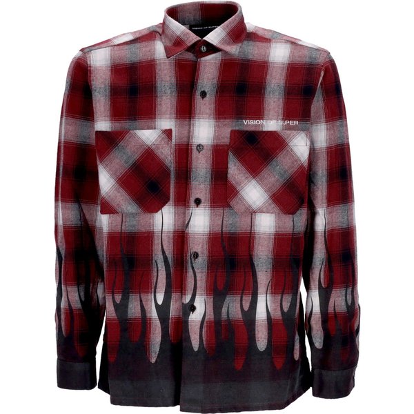 Camicia Manica Lunga Uomo Flames Shirt Grape Wine-image