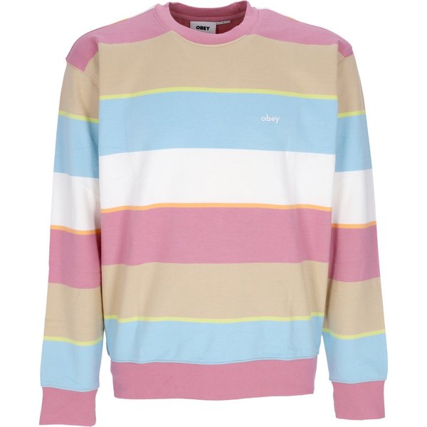 Felpa Girocollo Uomo Resol Stripe Crew Fleece Vintage Pink Multi
