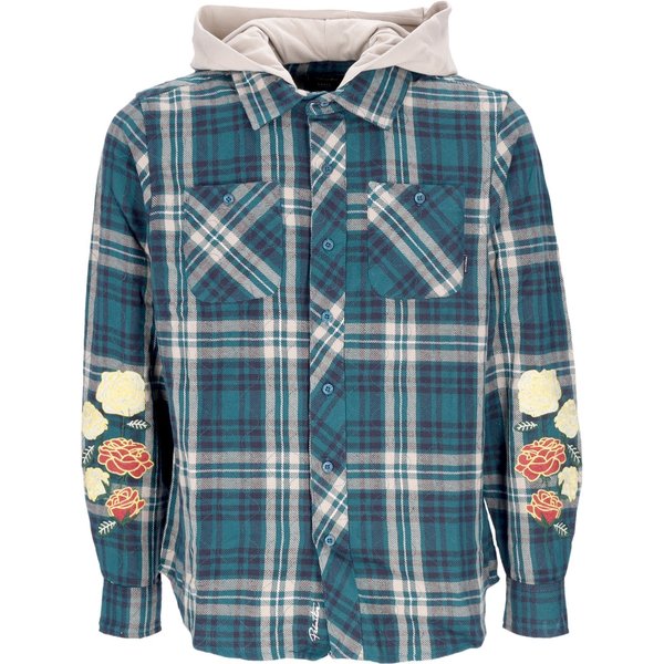 Camicia Manica Lunga Cappuccio Uomo Layne Two-Fer Flannel Dark Green-image