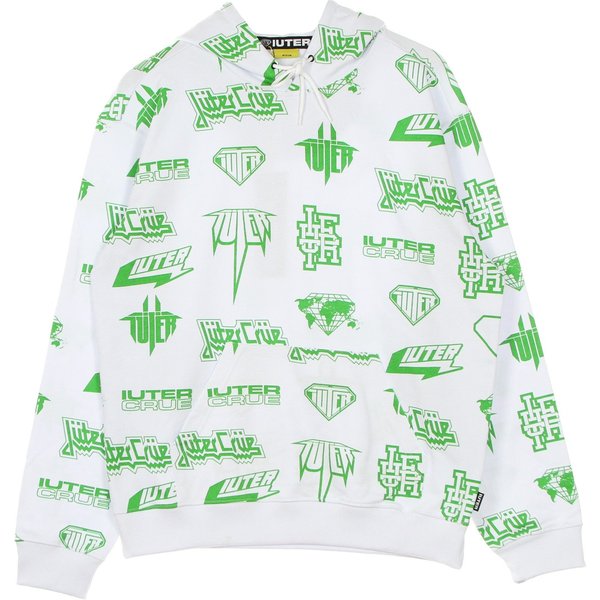 Felpa Leggera Cappuccio Uomo Horns Allover Hoodie White-image